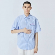 森马 男款 竖条纹 短袖衬衫