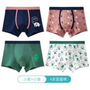 浪莎 儿童 A类纯棉抗菌平角裤 4条