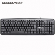 PLUS会员：GESOBYTE 吉选 KB830 USB 104键 有线薄膜键盘 黑色 无光