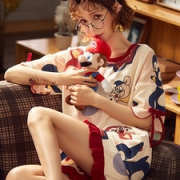 雅模派对  女夏季纯棉短袖睡衣两件套