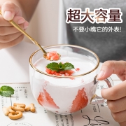 圆润防烫大容量：丹语 耐热玻璃早餐杯 470ml