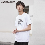 JACK&JONES 杰克琼斯 221201096 情侣款纯棉短袖T恤