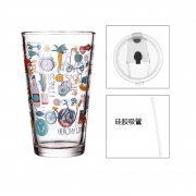九天揽月 网红ins风 玻璃吸管杯 400ml