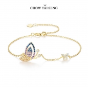 88vip：CHOW TAI SENG 周大生 新款ins小众设计 纯银梦蝶手链