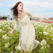 香影  网纱连衣裙  仙女喇叭袖百褶裙  Q811104800