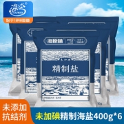 百年国企 海湾 家用未加碘精制盐 400gx6袋