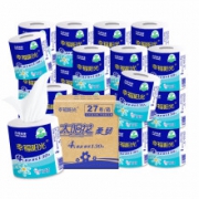 PLUS会员：幸福阳光 有芯卷纸 4层130克27卷 *4件