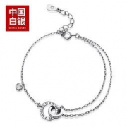 大额神券：中国白银 S925银仿罗马数字双环扣手链