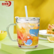 青苹果  儿童 带吸管 刻度杯 牛奶杯 300ml*2件