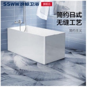 SSWW 浪鲸 防滑浴缸简约欧式家用成人卫生间独立欧式亚克力普通浴盆小户型独立式浴缸1-1.7米D-1051