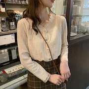 Bejirog 北极绒 K172AF2H2IDJL184 女士褶皱花边衬衫 杏色