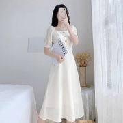 限尺码：北极绒  雪纺泡泡袖 连衣裙  K172B7F3FLDJJ1012