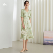 FANSILANEN 范思蓝恩 211396 女士温柔风油画碎花连衣裙