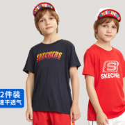 舒适透气 ！SKECHERS 斯凯奇 儿童休闲短袖T恤 2件装