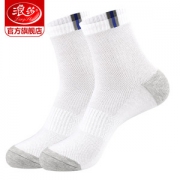 浪莎旗舰店 夏季网眼透气款 纯棉中筒袜 6双