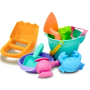 安源小子 儿童沙滩玩具 水桶3件+沙模4件