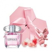 VERSACE 范思哲 晶钻心形粉色礼盒香水 节日生日礼物送女友（香水30ml 香水分装器 小猫咪玩偶*4）