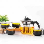 紫丁香  过滤茶壶 5件套 700ml  耐热玻璃