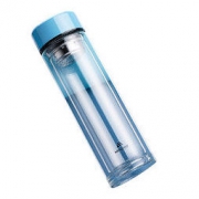 明霞 高档便携双层玻璃保温杯 350ml