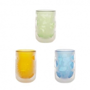 三浅陶社 6971716759930 磨砂彩色双层玻璃水杯 300ml