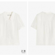 对白 DUIBAI      短袖衬衫    圆角领    夏新款  天然丝   透气简约风