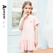 Ayoryor/爱吆吆 女童连衣裙纯棉荷叶边中小儿童露肩宝宝公主裙