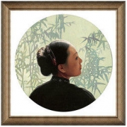 Artron 雅昌 姜国芳《竹》66×66cm 油画布 典雅栗 新中式人物油画