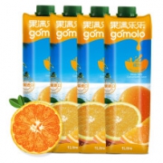 果满乐乐（gomolo）100%橙汁 大瓶装纯果汁饮料 1升*4瓶 *3件