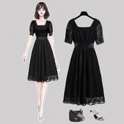 stylecloth 诗可洛 LZBA5391A0 女士蕾丝小黑裙