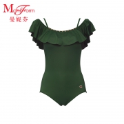 10点半价:曼妮芬 连体泳衣女 荷叶袖
