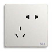 ABB 轩致系列 AF205 10A斜五孔插座 白色 8个装