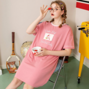 芬腾 女士纯棉短袖可爱印花睡裙