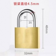 仿铜锁头  32mm短梁单开 配3把钥匙