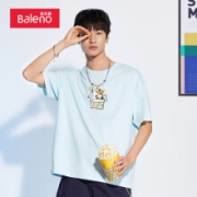 Baleno 班尼路 情侣款印花宽松圆领T恤 8721201M547037B02