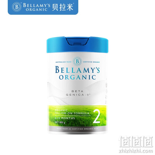 澳洲原装进口 Bellamy's 贝拉米 有机较大婴儿配方奶粉 2段（6-12个月）白金版 含有机A2蛋白 800g/罐