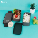 ASVEL 阿司倍鹭 饭盒微波炉可加热 分隔塑料午餐盒上班族带饭 双层黑色 870ML
