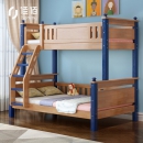 佳佰 橡胶实木儿童床 上下铺男孩女孩 带围栏拼接实木双层床 家用省空间 小户型子母床