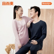 宜而爽 男女 德绒混纺 保暖内衣套装