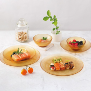 土耳其进口！康宁 VISIONS 琥珀晶莹系列 波点玻璃餐具 6件套装（饭碗*2+深盘*2+平盘*2）