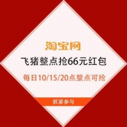 促销活动：飞猪 出发吧！赴团圆  整点抢66元红包