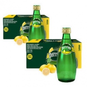 perrier 巴黎水 天然气泡矿泉水（柠檬味）玻璃瓶装 330ml*24瓶*2箱