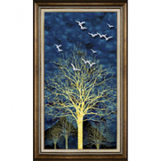 HONGYAN 泓砚 欧式玄关装饰画 发财树N-雅黑金 80×160cm 美式入户招财发财树油画 高档墙画竖挂楼梯挂画