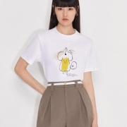 欧时力 夏装卡通印花宽松纯棉短袖t恤女 2021新款