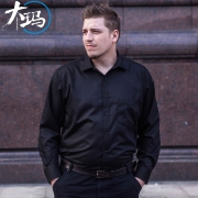胖子衬衫男士宽松大码潮胖肥佬衬衫长袖加肥加大男衬衣白休闲加绒