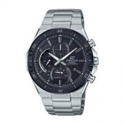 CASIO 卡西欧 CHRONOGRAPH系列 EFS-S560YDB-1APR 45.4mm 男士石英表 黑盘 银色不锈钢带 圆形