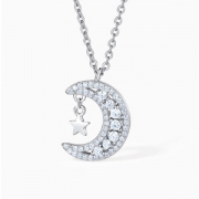 周大生 星月神话锁骨项链 S925银镶嵌星月套链