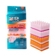 CHAHUA 茶花 波纹海绵擦百洁布 5片装