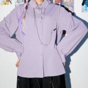 UNIFREE 紫色长袖衬衫女 宽松别致 设计感 小众衬衣 薇娅推荐