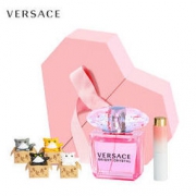 VERSACE 范思哲 晶钻心形粉色礼盒香水 节日生日礼物送女友（香水30ml 香水分装器 小猫咪玩偶*4）