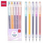 deli 得力 按动彩色中性笔 5支装 0.5mm